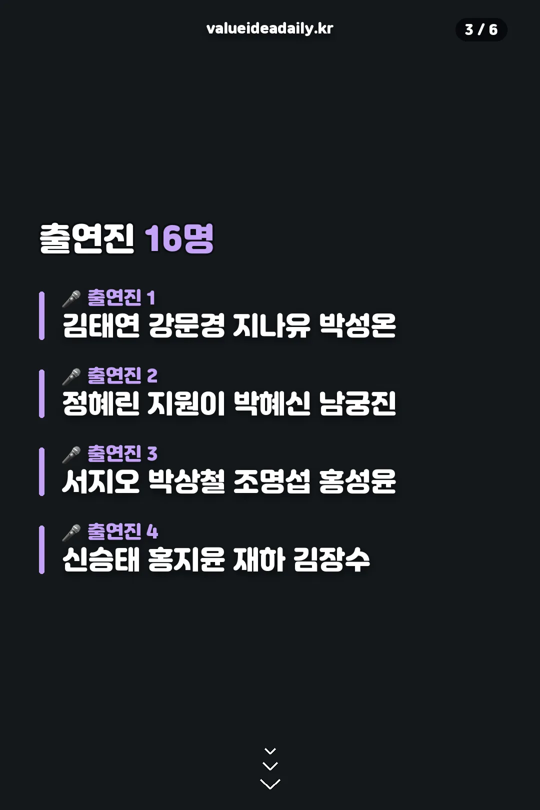 출연진 16명 명단