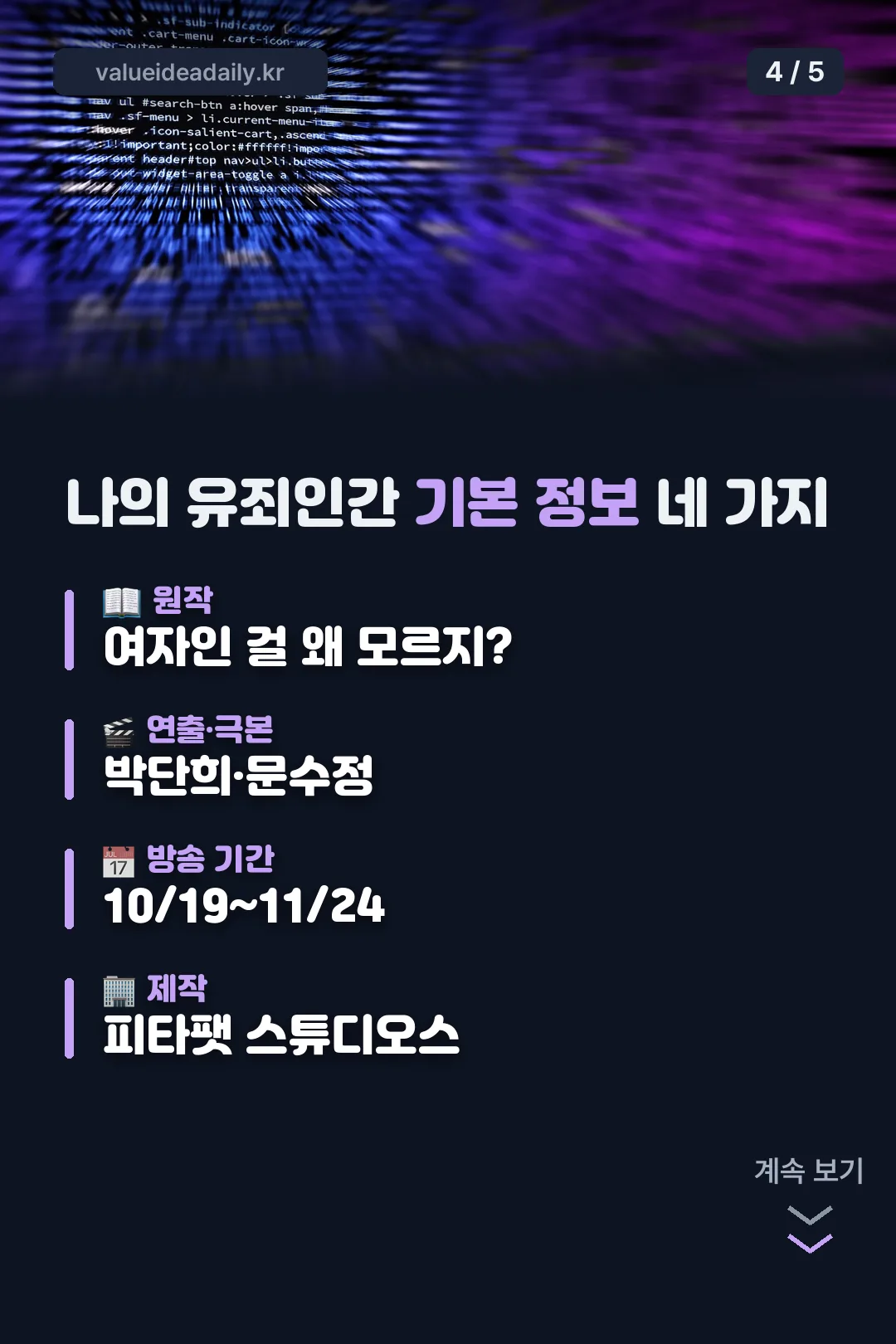 나의 유죄인간 기본 정보 네 가지